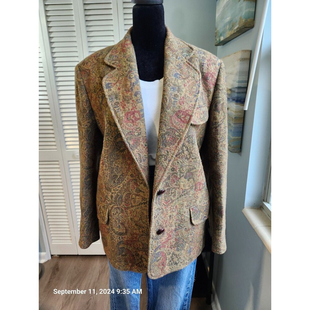 Vintage ILIANA GHINELLI Wool & Mohair Paisley Blazer Womens size 42 or Size 8
